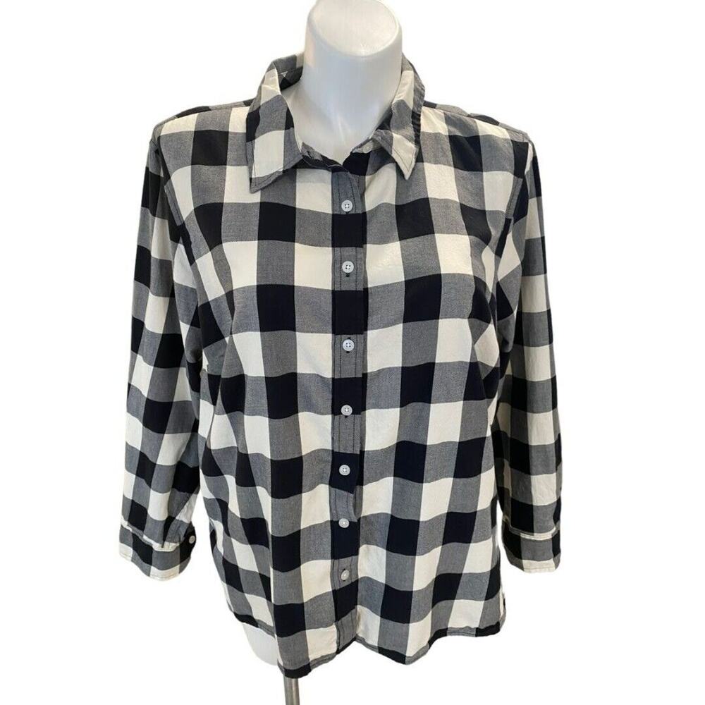 3X Talbots Black and White Check Button Down Shirt Tunic